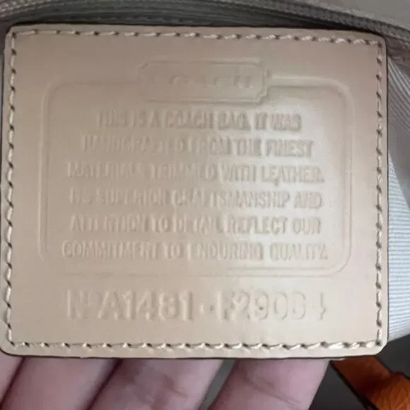 Coach Pink Signature Stripe Tote Bag Orange Trim Leather Handbag - Picture 7 of 14